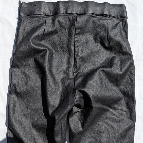 Zara Vegan Leather Black Pants with  Zip Up Front Ankles - Size Small - Picture 8 of 9